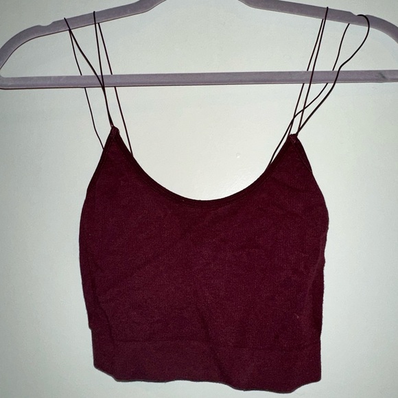 Urban Outfitters Maroon Croppped Cami Double Strap #urbanoutfitters #maroon - Picture 2 of 3